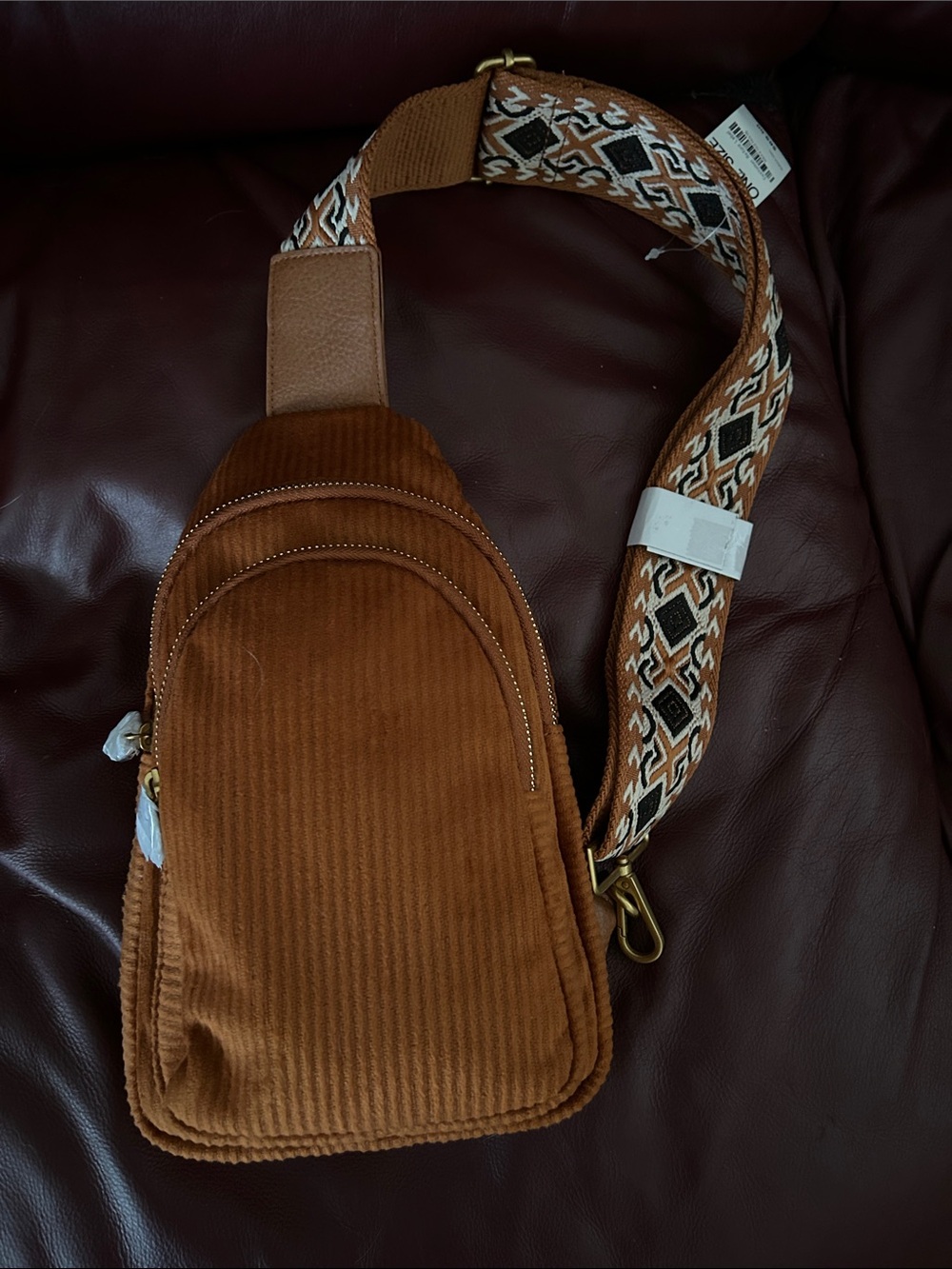 Corduroy cross body bag